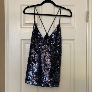 Zara trf M Navy Sequin Tank